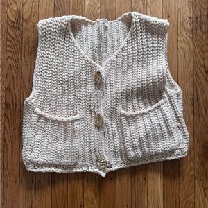 Cozy Cream Knit Sweater Vest